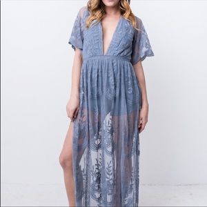 Honey Punch, small, maxi lace romper